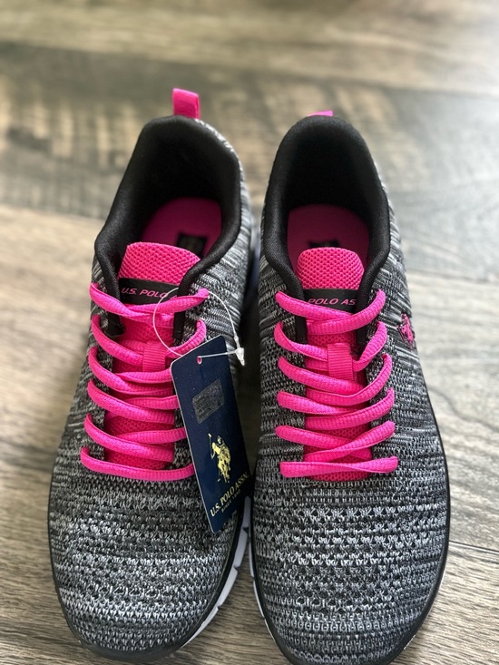 U.S. Polo Assn. Shoes - U.S. Polo Assn. Gray Knit Athletic Sneakers with Pink Accents